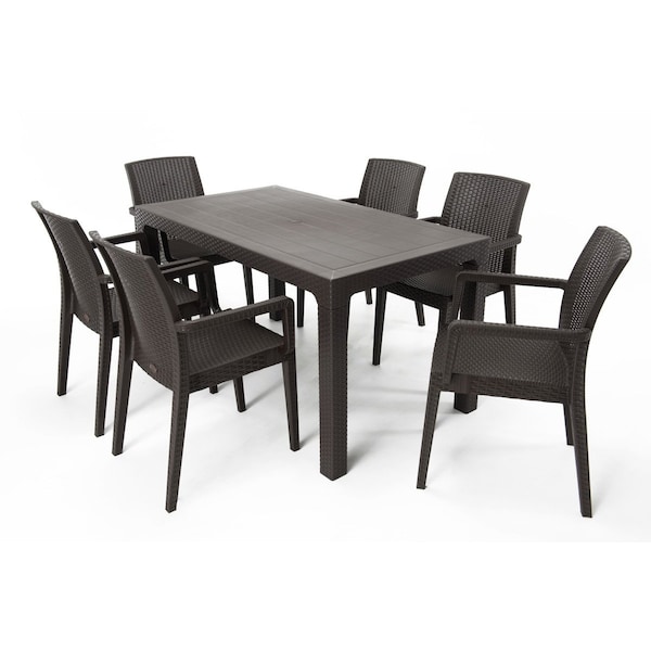 Rainbow Outdoor Siena 7-Piece Dining Set-Brown RBO-SIENA-BRW-7DA - main